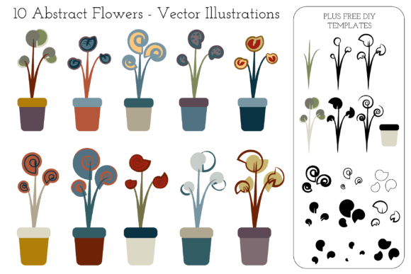 10 Abstract Flowers Pack 1 - Graphics & Illustrations
