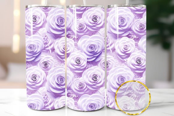 3D Roses Tumbler Wrap Sublimation PNG