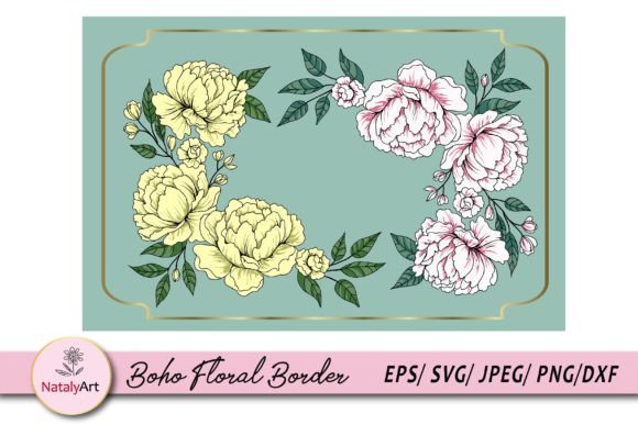 Boho Border with Beautiful Flowers: Graphics for Local Branding