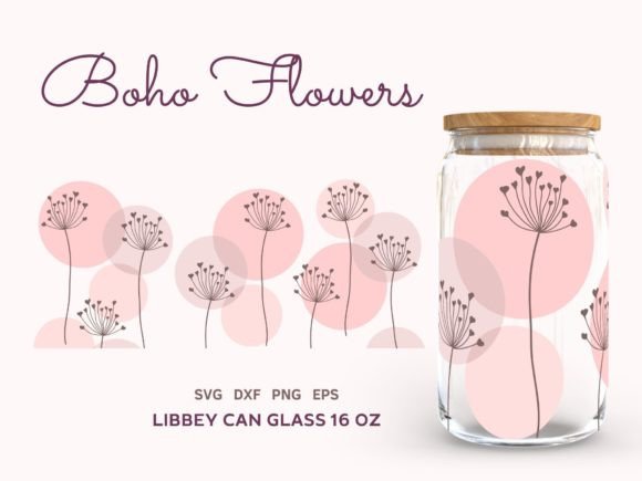 Boho Flowers Libbey Can Glass Wrap