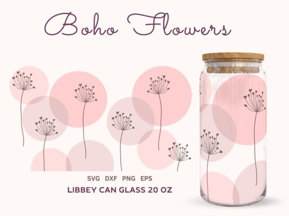 Boho Flowers SVG Wrap for Libbey Can Glass