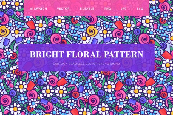 Cartoon Flowers Seamless Pattern: Graphics for Creative Design