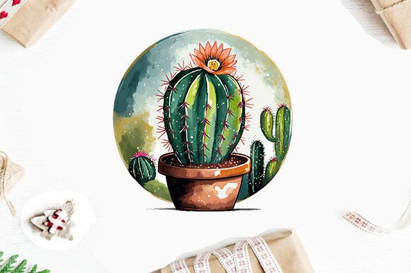 Desert Cactus Succulent Flowers Clipart