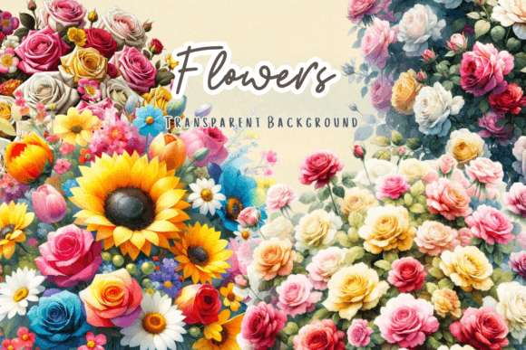 Flowers Blooming Watercolor Clipart