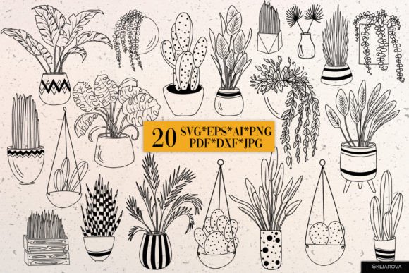 Flowers in Pots SVG PNG EPS