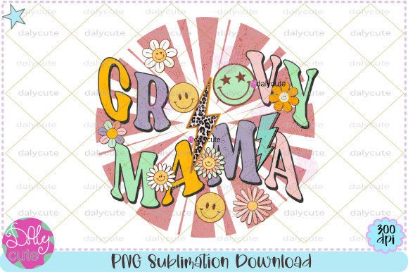 Groovy Mama Retro Flowers Boho PNG Graphics