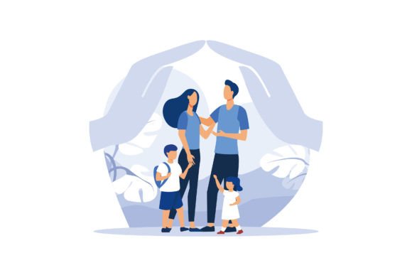Happy Prosperous Family in Flowers: Graphics and Illustrations for Real Projects