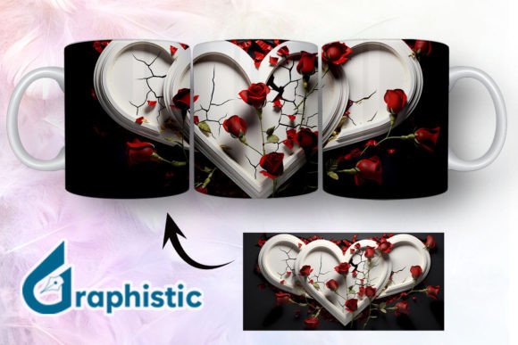 Heart Roses Valentine 3D Mug Wrap 04 Graphics