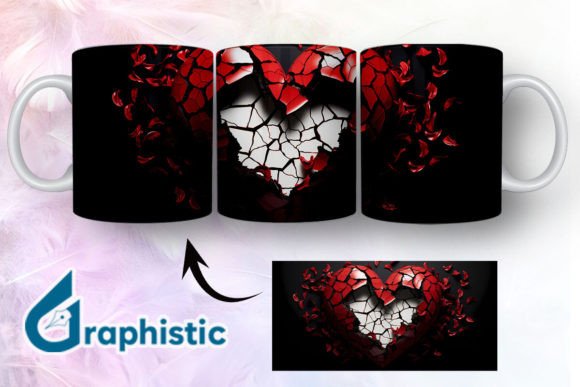 Heart Roses Valentine 3D Mug Wrap 09
