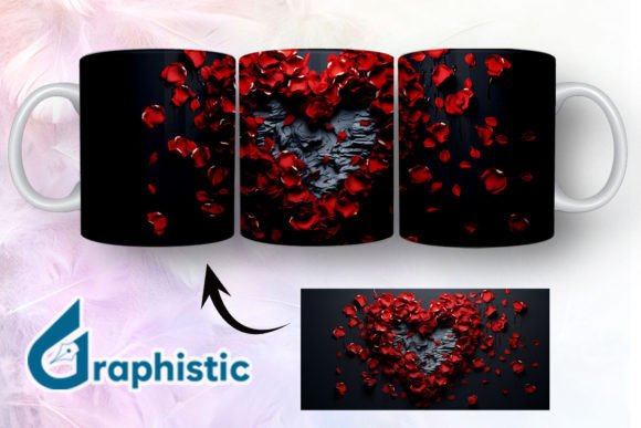 Heart Roses Valentine 3D Mug Wrap 10