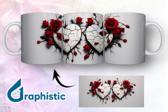 Heart Roses Valentine 3D Mug Wrap 11
