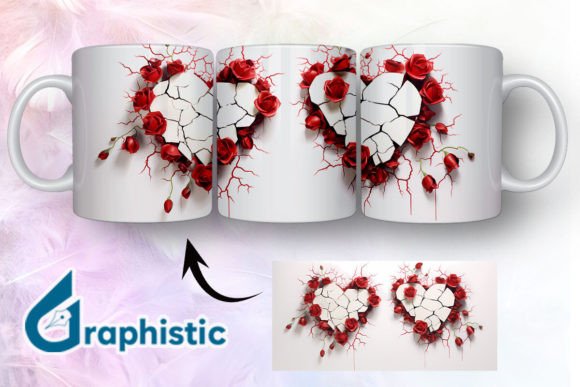 Heart Roses Valentine 3D Mug Wrap 13