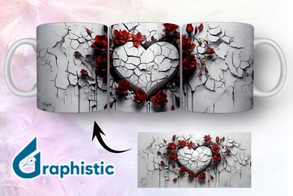Heart Roses Valentine 3D Mug Wrap 14