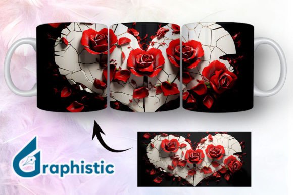 Heart Roses Valentine 3D Mug Wrap 16