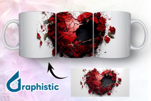 Heart Roses Valentine 3D Mug Wrap 18