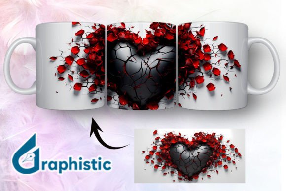 Heart Roses Valentine 3D Mug Wrap 19