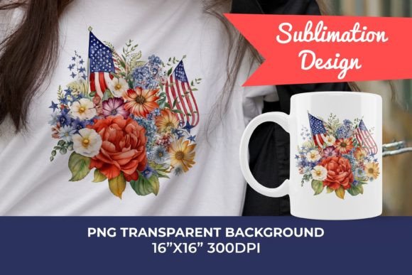 Patriotic American Flag Flowers PNG: Graphics for Creative Projects