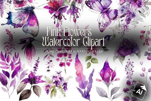 Pink Watercolor Flowers