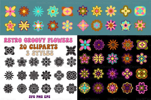 Retro Groovy Flowers Bundle