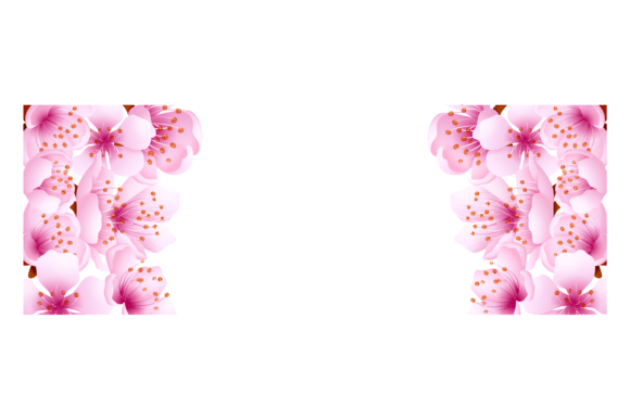 Sakura Pink Flowers on Banner Template W
