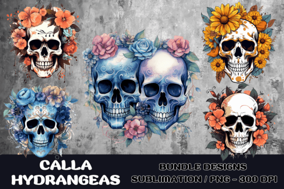 Skull Flowers Halloween Sublimation Graphics