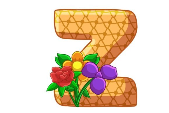 Spring Flowers Icons Alphabet Z Stock Graphics