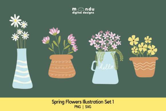 Spring Flowers Illustration Set 1