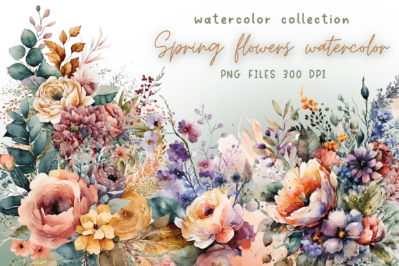 Spring Flowers Watercolor Graphics