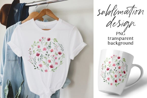 Sublimation Design, Pink Flowers, PNG