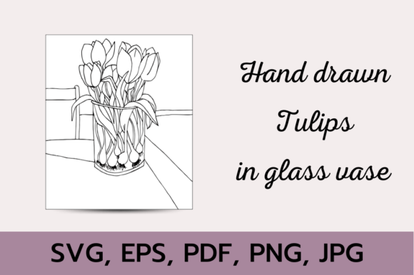 TULIP FLOWERS in GLASS VASE ILLUSTRATION