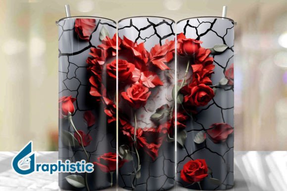 Valentine Heart Roses Tumbler Wrap 22 Graphics
