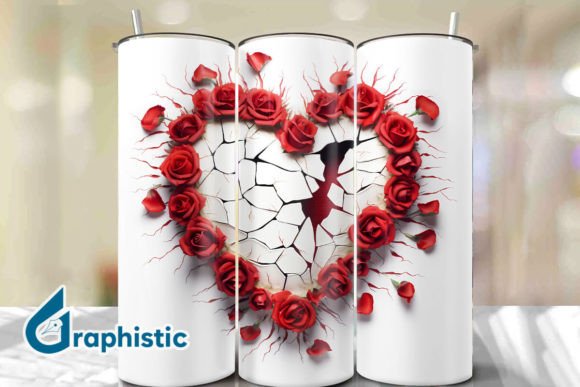 Valentine Heart Roses Tumbler Wrap 23: Graphics & Illustrations for Branding