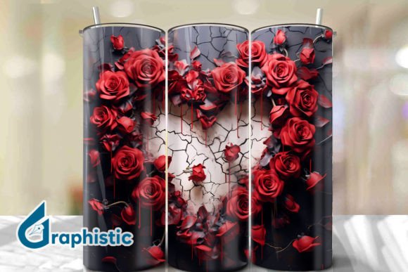 Valentine Heart Roses Tumbler Wrap 24