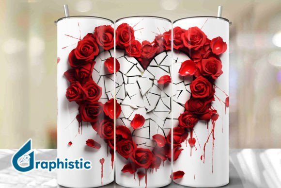 Valentine Heart Roses Tumbler Wrap 25