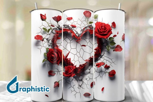 Valentine Heart Roses Tumbler Wrap 26: Graphics for Romantic Design