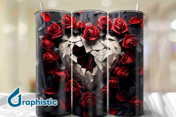 Valentine Heart Roses Tumbler Wrap 29