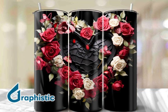 Valentine Heart Roses Tumbler Wrap 32 Graphics