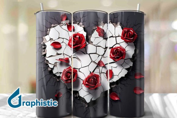 Valentine Heart Roses Tumbler Wrap 33