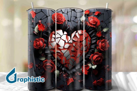 Valentine Heart Roses Tumbler Wrap 35