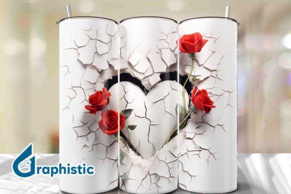 Valentine Heart Roses Tumbler Wrap 36: Graphics for Creative Design