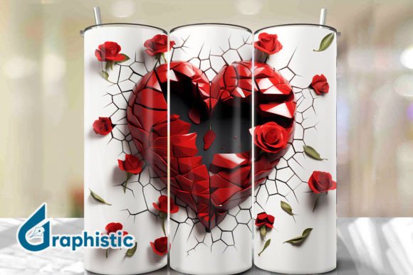Valentine Heart Roses Tumbler Wrap 37