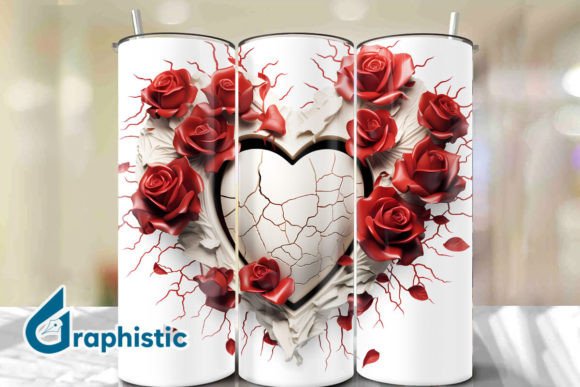 Valentine Heart Roses Tumbler Wrap 38