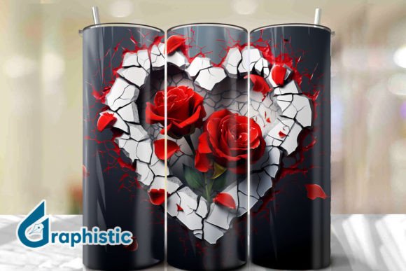 Valentine Heart Roses Tumbler Wrap 39: Graphics & Illustrations for Branding