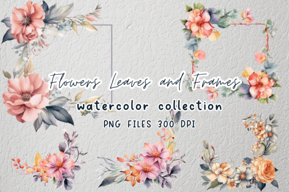Vintage Watercolor Flowers Frame Clipart