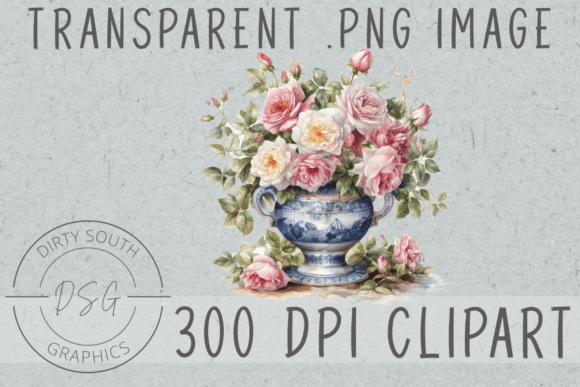 Watercolor Flowers in Vase Clip Art
